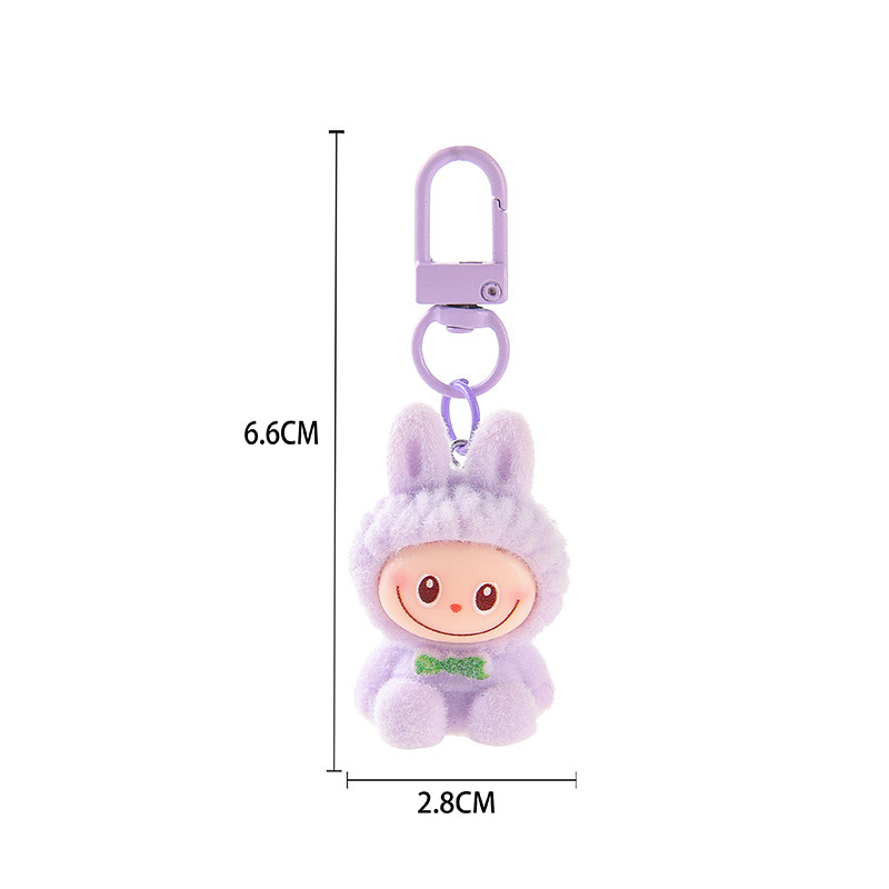 新しい植毛 labubu キーホルダーペンダント樹脂キャンディーカラーかわいいトレンディな labubu 人形ペンダントギフト|undefined