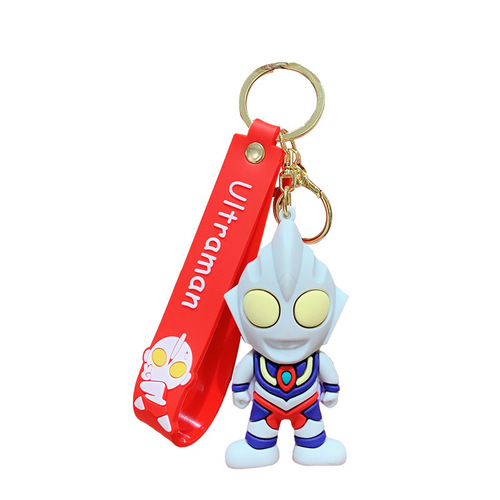 Ultraman Cartoon Keychain Cute Tiga Cerro Doll School Bag Key Chain Ring Pendant Doll Machine Small Gift