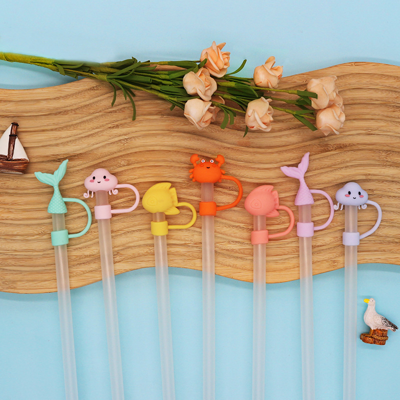 Nuevo SeaWorld polvo tapón cubierta de paja de silicona cubierta de paja transfronteriza Stanley cubierta de paja 7 - 10mm tapa de paja