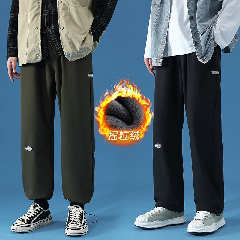 Мужские спортивные брюки мужские брюки свободные тонкие прямые впитывающие пот универсальные трикотажные толстые повседневные модные спортивные штаны на флисовой подкладке