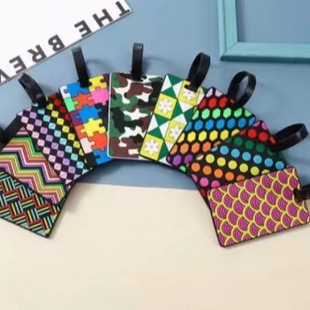 Trendy Ins-Style Soft Rubber Luggage Tags with Colorful Geometric Camouflage Polka Dot Patterns, Wear-Resistant and Waterproof Card Holders, Travel Essentials