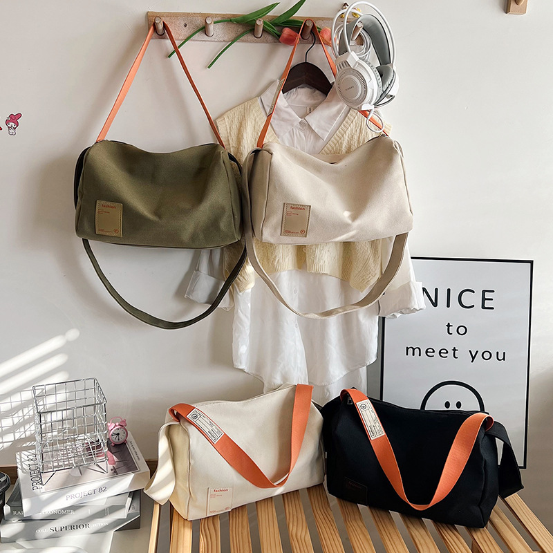 New Simple Solid Color Portable Shoulder Bag Short-distance Hiking Bag Women's Crossbody Bag Large Capacity Fashionable Lightweight Travel Bag