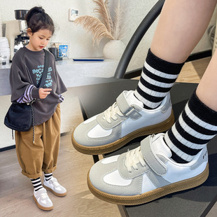 Children's low-top sneakers girls' shoes 2024 spring new leather soft bottom Boys' German training shoes children sneaker