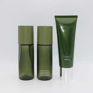 Customized Skin Care 100ml Petg Special-Shaped Bottle Double-Layer Lid Thick Bottom Water Emulsion Set Empty Bottle