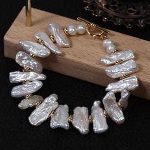 French Retro Baroque Pipa Beads Natural Freshwater Pearl Bracelet ins Woven Temperament otbuckle Design Wholesale