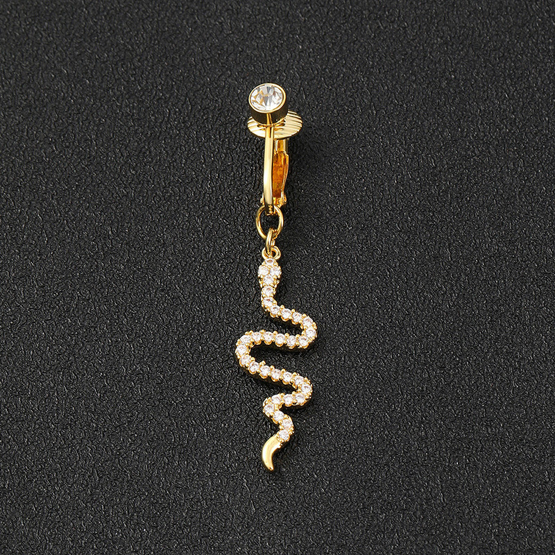 Fashion Snake Copper Plating Inlay Zircon Belly Ring 1 Piece