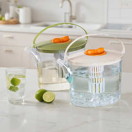 新款凉水壶高级感套装2L扎壶塑料茶壶冷水壶食品级圆形带过滤冰