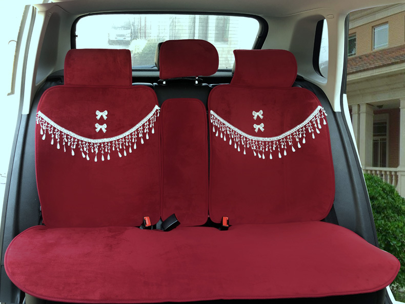 Creative Handmade Car Seat Cushion Lace Plush Cushion Women's Autumn and Winter Simple Car Seat Cushion Cover Universal Cushion