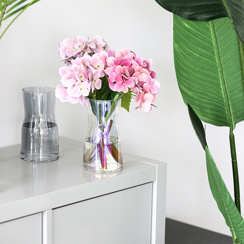 Minimalist Ins Plated Chrome-Plated Colorful Glass Vase Transparent Hydroponic Flower Pot Desk Decor Small Vase Wholesale and Distribution