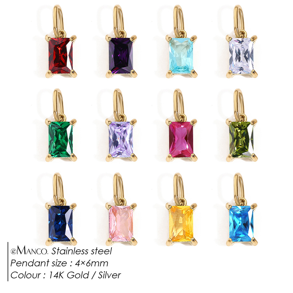 1 Piece 304 Stainless Steel Birthstone PVD Coated Real Gold Plated Geometric Polished Pendant DIY Ornament Accessories