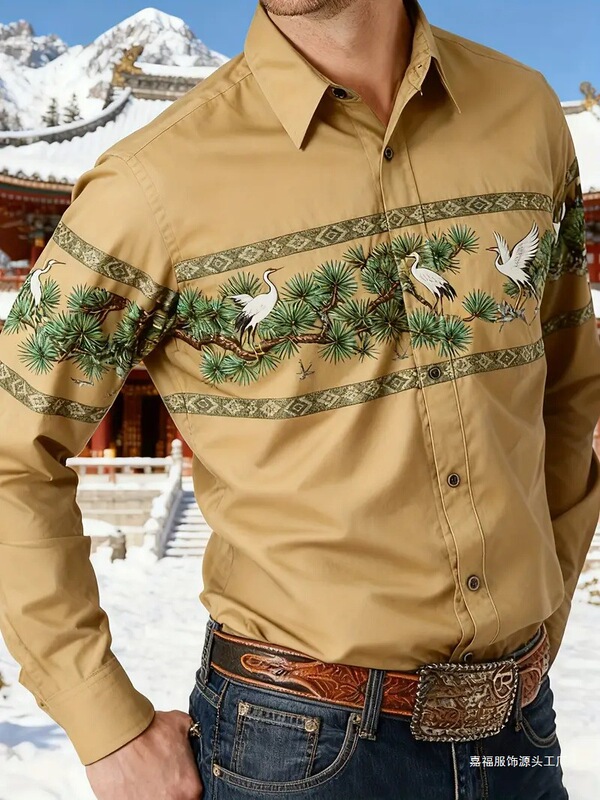 Printed Fashion Casual Style High-Definition New Denim 2025 Western Design Men's Top 3D Men's Shirt