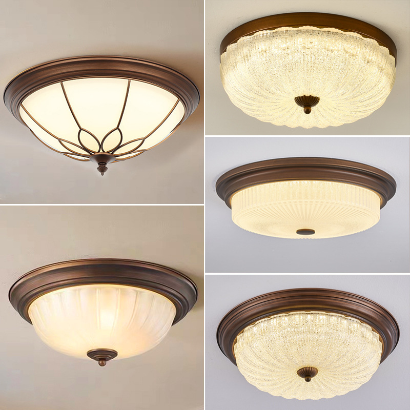 American ceiling lamp bedroom lamp retro balcony lamp room lamp European living room aisle eye protection master bedroom round lamp