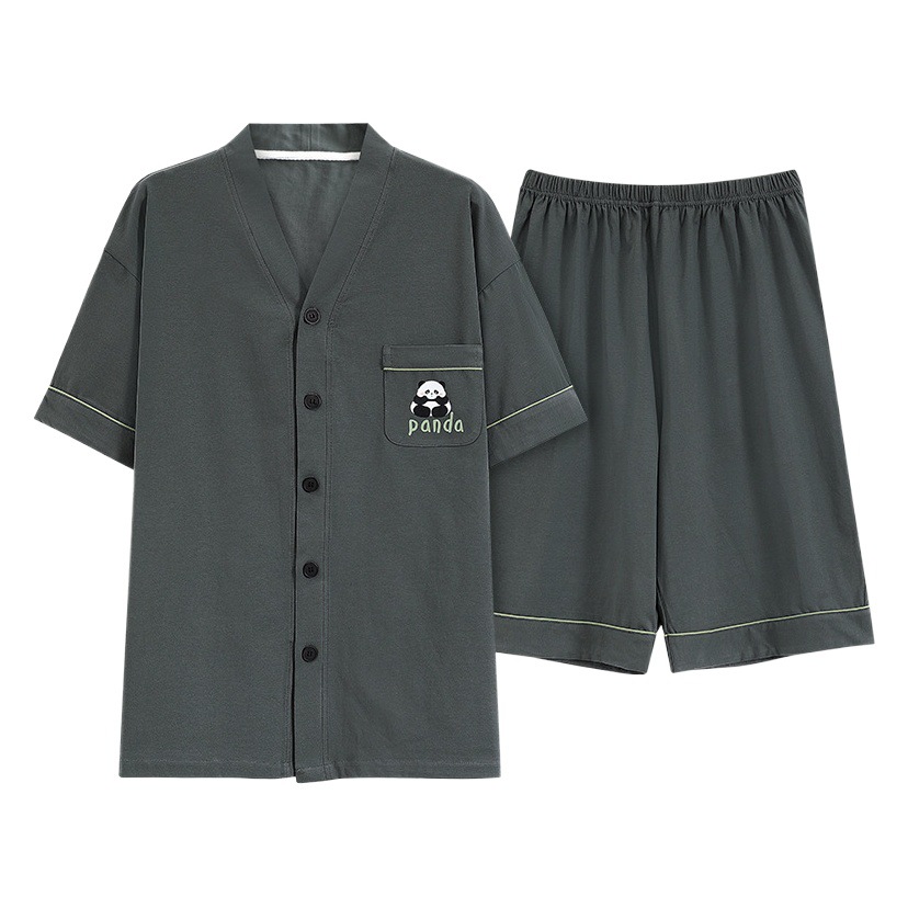 Pijama de los hombres de algodón de verano de manga corta de los hombres traje de la juventud Elegante ropa casera verano 2024 Nuevo