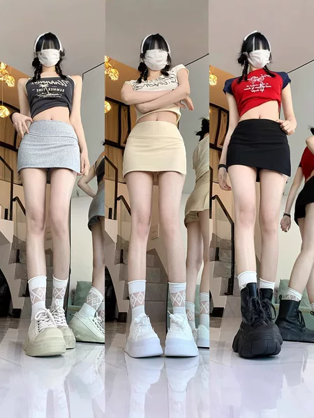 American sports gray skirt women's summer design sense split hip skirt overskirt hot girl A- line skirt