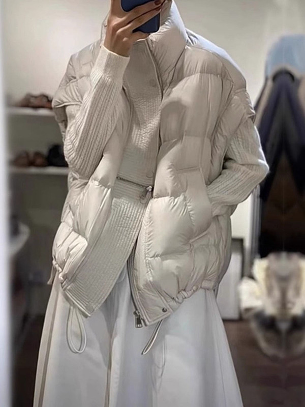 休闲立领羽绒马甲女2025秋冬时尚廓版保暖设计感遮肉白鸭绒背心潮|undefined