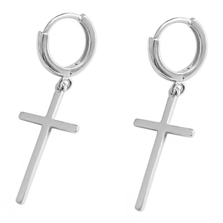 Orecchini a lobo croce minimalisti per uomo e donna punk_voghion.com