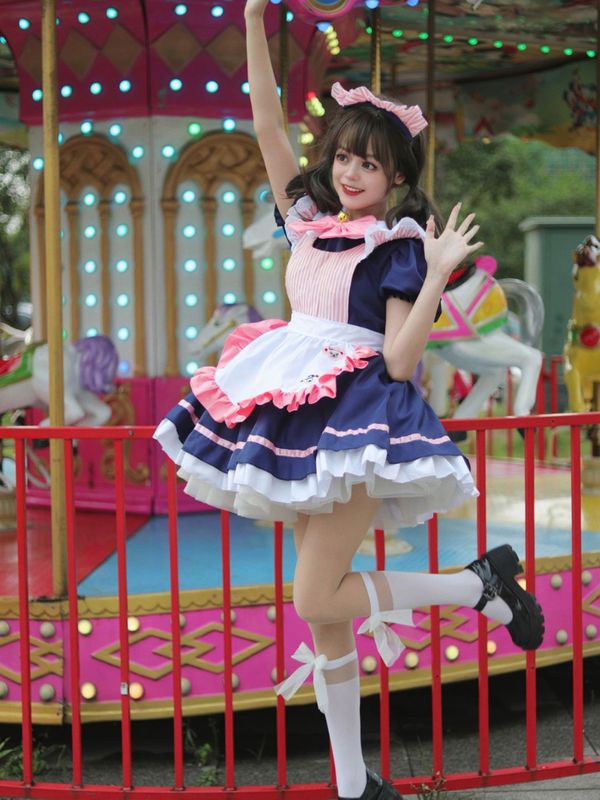 カフェメイド衣装コスプレプリンセスドレス小さなドレス女性ドレスコスプレパーティー制服プラスサイズ|undefined