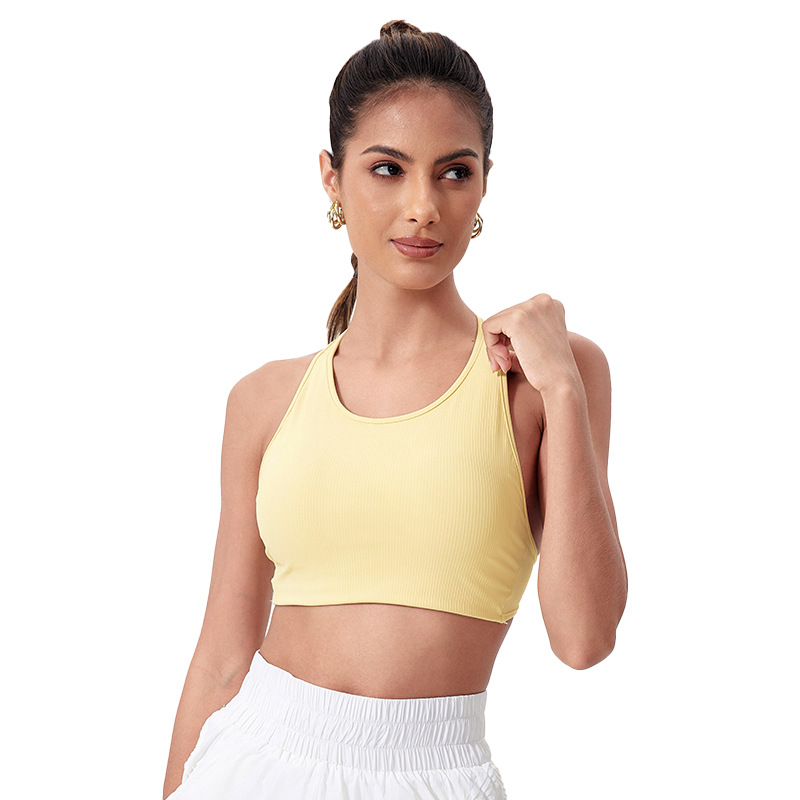 ヨガベスト女性防震スポーツ下着金属美背ブラジャー胸パッド裸感ランニングトレーニング服