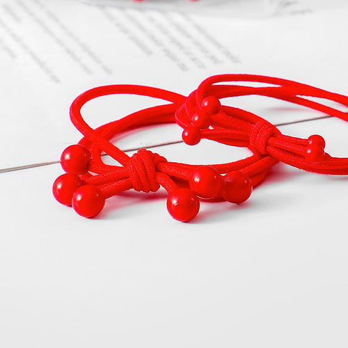 New Year's Good Luck Headband Festive Red Rubber Band Hair Band Animal Year Red Rope High Elasticity Hair Accessory Hair Rope Durable
