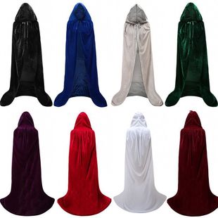 Halloween Cloak Hooded Velvet Wizard Cloak Witch Windbreaker Thin Medium Thick Shawl Stage Costume Cloak