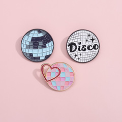 個性舞台迪斯科燈造型胸針 創意DISCO 圓球金屬徽章 跨境包包配飾