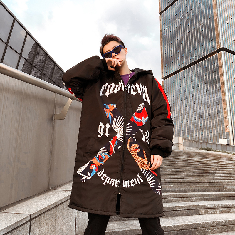 Graffiti Print Hooded Cotton Jacket Image 3