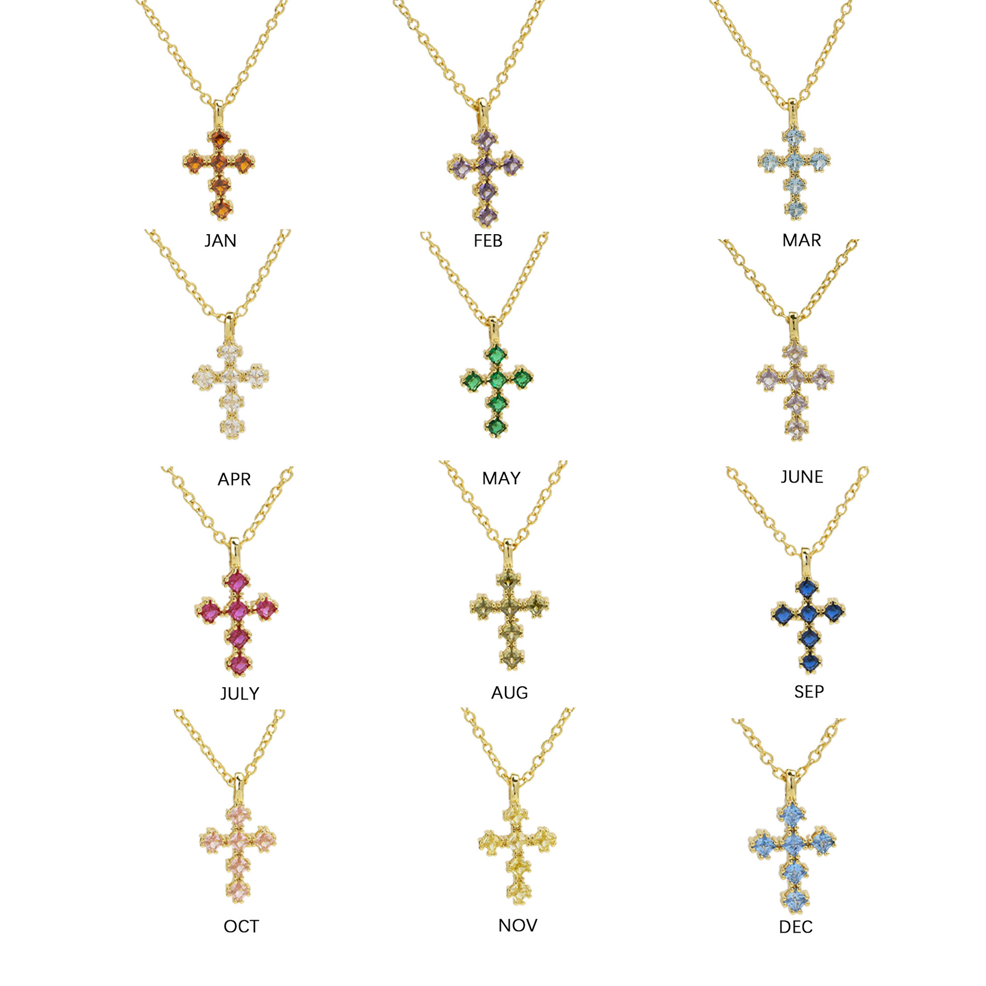 Brass Chain Material 1 Piece Quantity Date, Tea Party Occasion Brass Material IG Style Classic Style Cross Zircon Brass Wholesale Pendant Necklace