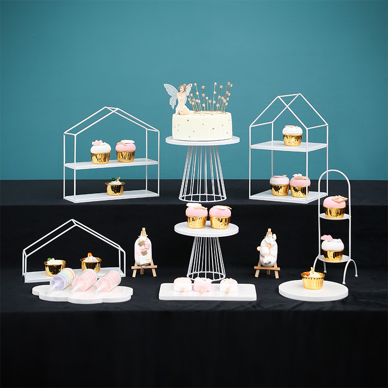 Decoración de mesa de postre simple mesa de postre estante soporte de exhibición decoración de pastelería bandeja de comida fría merienda stand té de la tarde image 20