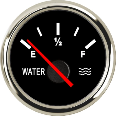 52mm pointer water level gauge automobile instrument - silver-edge-black-background-pointer-0-190o