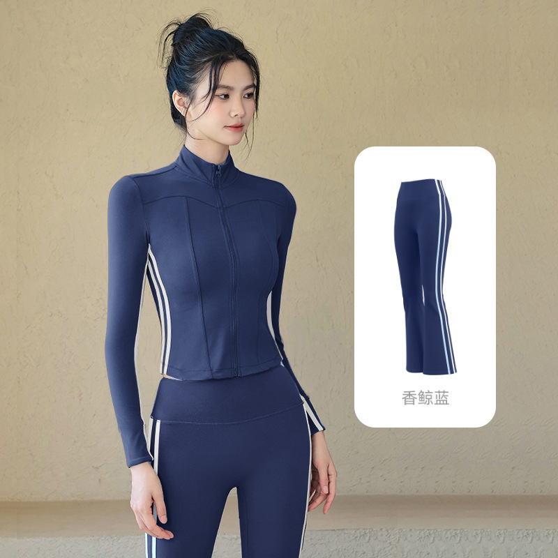 Chaqueta deportiva femenina alta sensación delgada ropa de yoga primavera manga larga ropa de ejercicio chaleco pantalón conjunto image 10