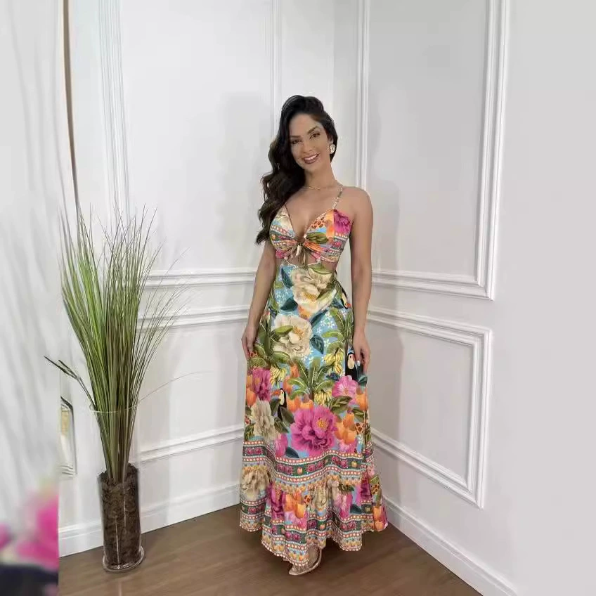 Спотовая независимая станция трансграничная горячая распродажа летом новый подтяжка без рукавов тонкое пляжное платье с открытой спиной