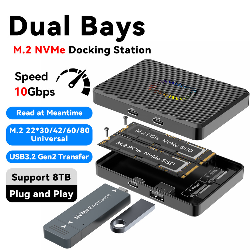 M.2 Nvme Sata Ssd Mobile Hard Drive Enclosure Docking Station M.2 Nvme Sata Ssd Mobile Hard Drive Enclosure Docking Station