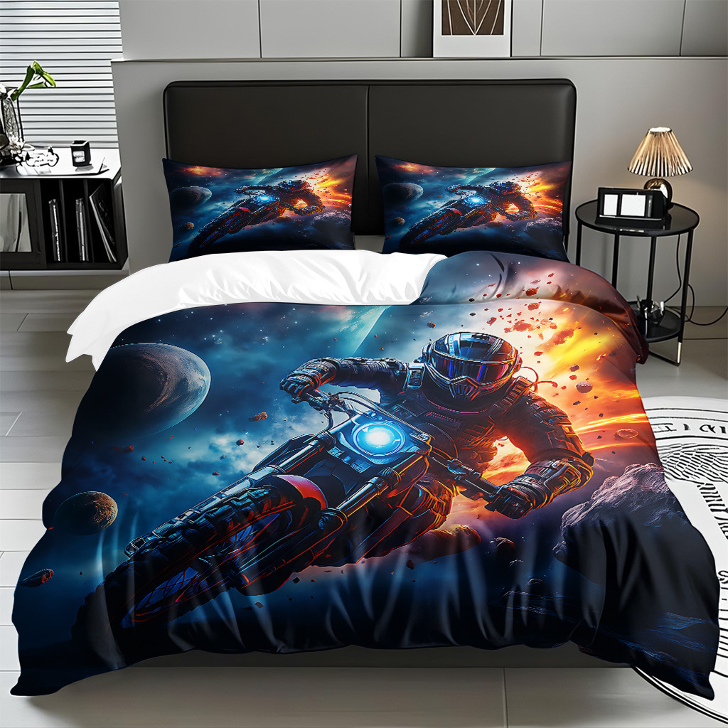 TEMU / JIT hogar transfronterizo motocicleta cool transpirable impresión digital colcha colcha