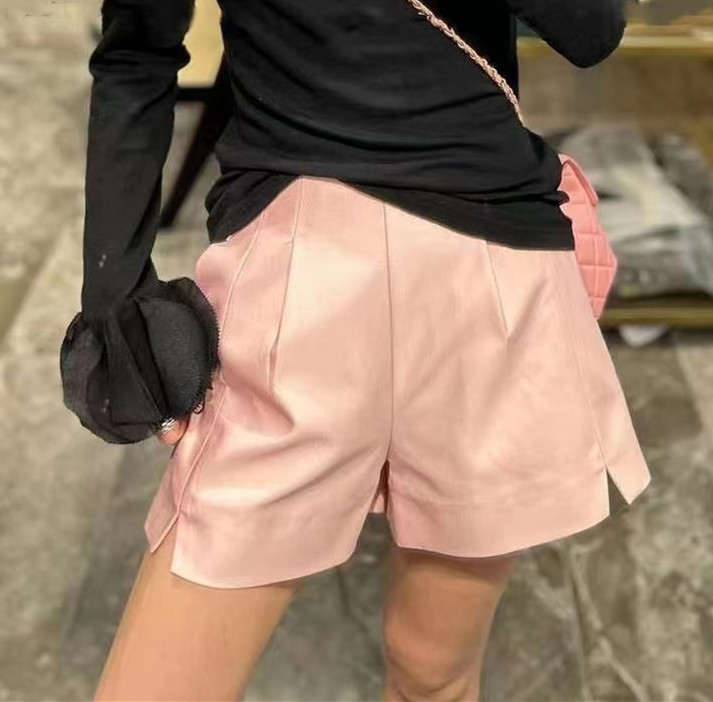 High Order Wholesale High Quality 32MM Heavy Weight High Twisted Silk Wool Soft Satin Light Feeling SliMMing Look Shorts Women's Wide Leg Fashion