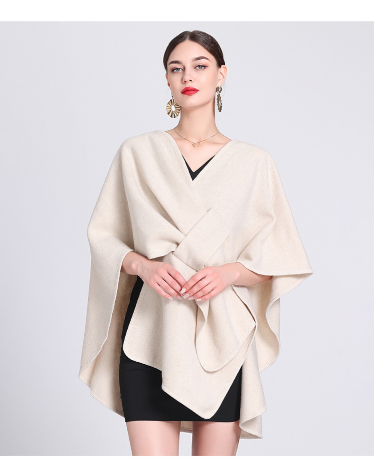 Fashion cape cape with cape outside large size knitted cardigan loose coat women_voghion.com