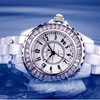 Classic ceramics, white waterproof men's watch for water, fashionable women's watch