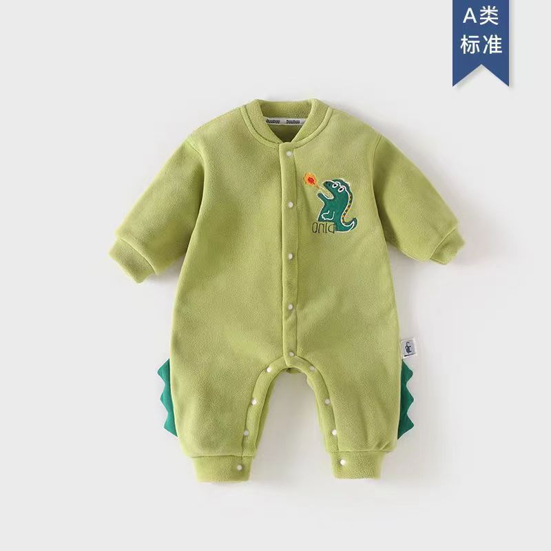 Recién nacido otoño y el invierno Nuevo Bebé engrosada mono de dibujos animados estilo occidental mameluco del bebé al aire libre caliente moda