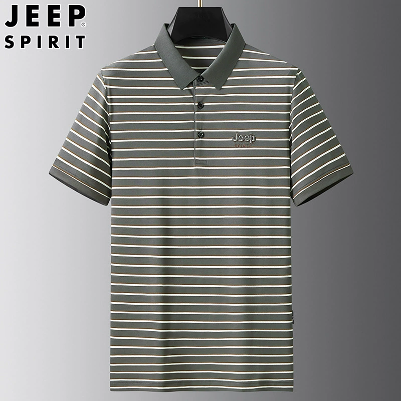 Футболка JEEP SPIRIT для отдыха, поло, с вышивкой, с коротким рукавом