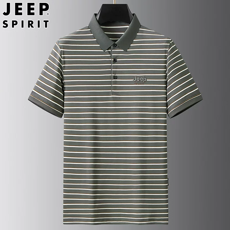 Футболка JEEP SPIRIT для отдыха, поло, с вышивкой, с коротким рукавом