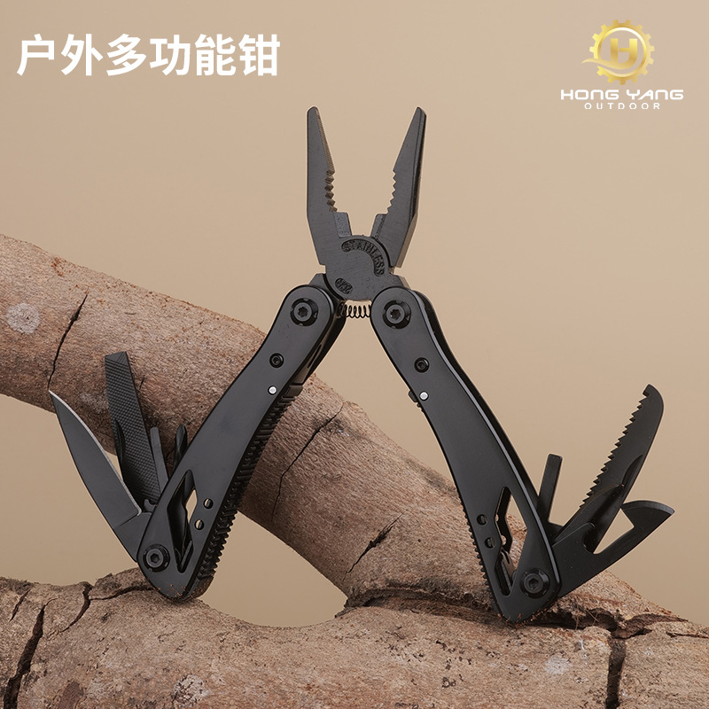 不锈钢发黑多功能钳子户外迷你折叠钳伸缩组合刀钳野外应急工具钳