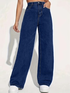F 10879 High Waist Straight Leg Jeans ����ֱͲţ��ѝ �羳��