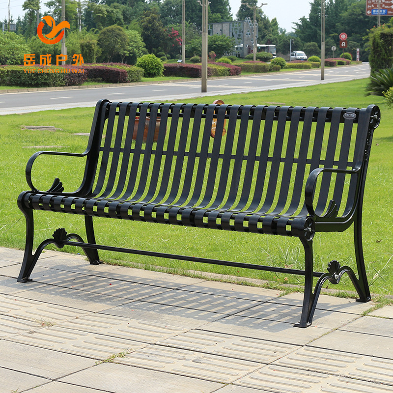 Park Chair Outdoor Bench Wrought Iron Community Leisure Chair Double Seat Courtyard Outdoor Square Park Bench