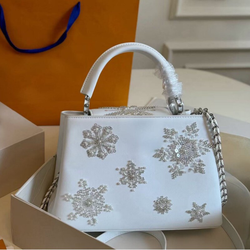Lujia's New Spring Collection: Hand-Embroidered Kapustin Sequin Pearl Handbag, High-End Shoulder and Crossbody Bag