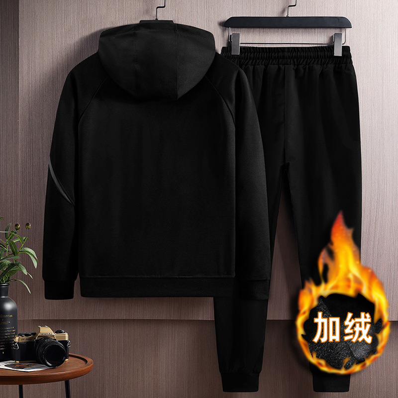 Transfronterizos otoño y invierno más terciopelo, camiseta deportiva casual masculina con sudadera con capuzas más terciopelo, moda y guapo