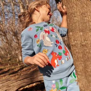 女童卫衣欧美童装上衣春秋新款针织绣花长袖女童卫衣工厂批发分销