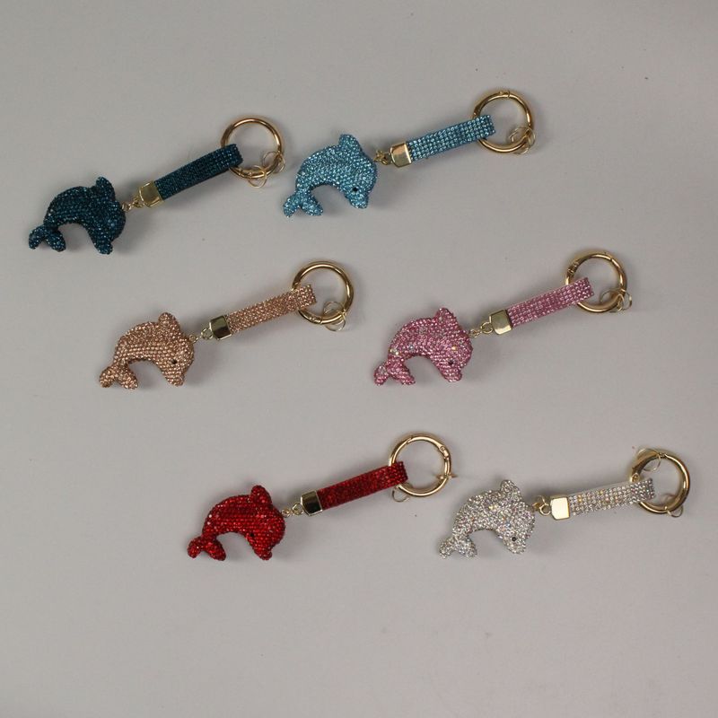 クロスボーダーフルダイヤモンド粘土漫画イルカフルダイヤモンドキーホルダーカーバッグペンダント絶妙な創造的な小さな新鮮なスタイル|undefined