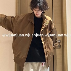 卷卷『WJUANJUAN』秋美式高街中性风立领飞行夹克男女短款宽松百