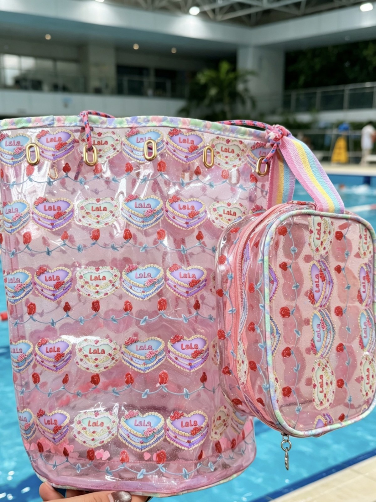 Fuchsia beach waterproof bag for swimming PVC