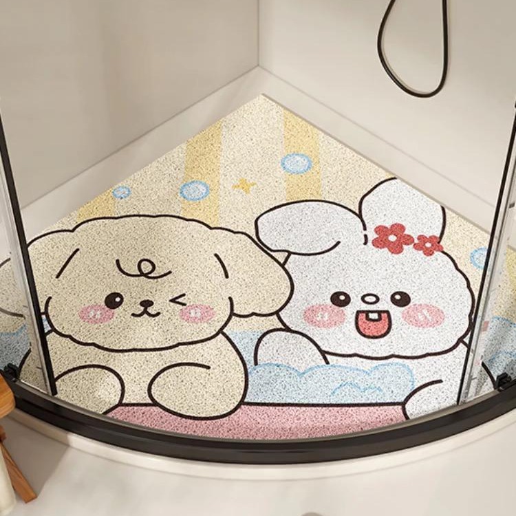 팬 모양의 빈 실크 루프 바닥 매트 만화 귀여운 욕실 낙하 방지 미끄럼 방지 매트 샤워 내마모성 클리핑 풋 매트