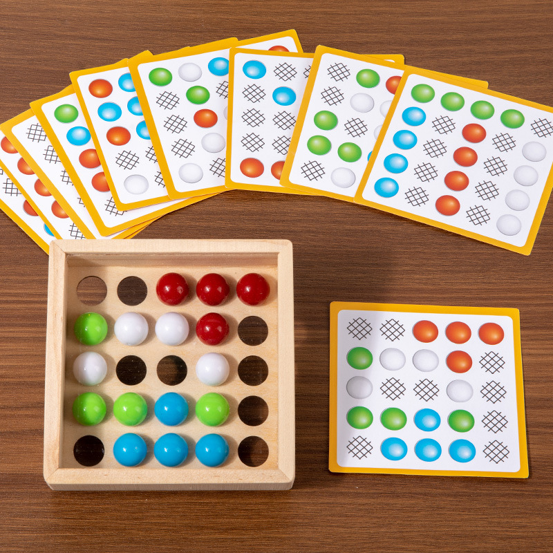 Niños ejercicios de puzzle palillos cuentas juego de rompecabezas madera entrenamiento de concentración 2 - en - 1 cuentas para disipar la diversión